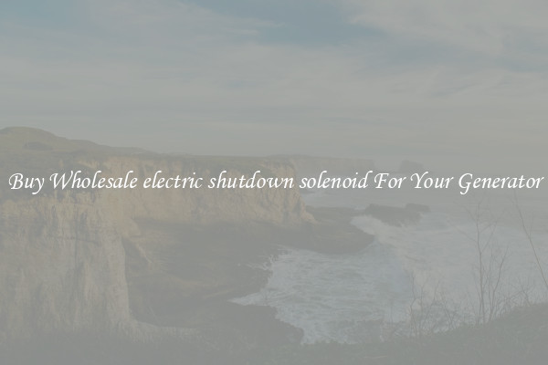 Buy Wholesale electric shutdown solenoid For Your Generator