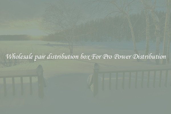 Wholesale pair distribution box For Pro Power Distribution
